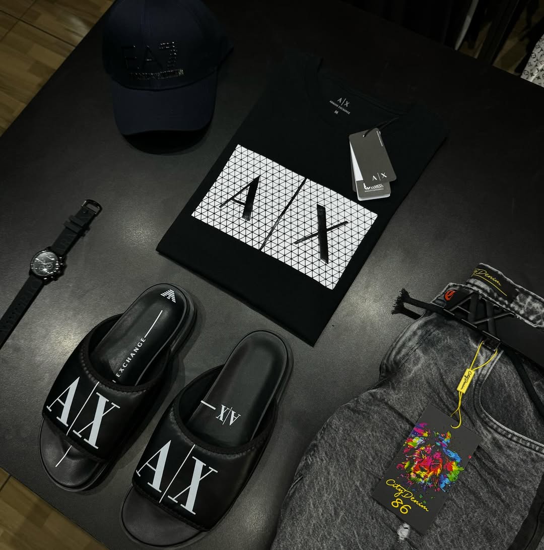 KIT ARMANI EXCHANGE + SLIDES A|X [ BLACK DEZEMBRO ] 20% OFF